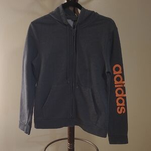 Adidas Gray Hoodie Jacket with Orange Logo